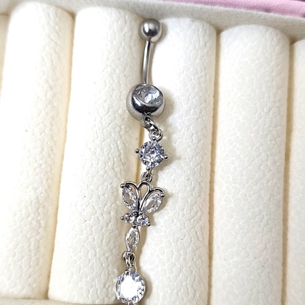 BUTTERFLY DANGLE STAR  BELLY BUTTON RING Stainless new